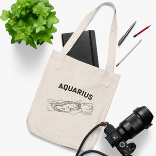 "ACQUARIUS SIGN" TOTE BAG FROM ZODIAC COLLECTION - 100% CERTIFIED ORGANIC COTTON CANVAS