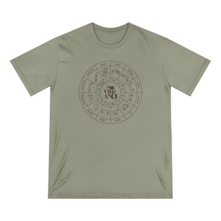 Zodiac Wheel T-Shirt With Aquarius Sign on Back - 100% Organic Cotton