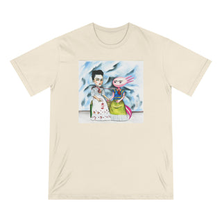 OurAXO X Artist hand drawn by our in-house artist inspired by Frida Kahlo with Axolotl - 100% organic t-shirt.