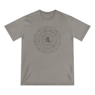 Zodiac Wheel T-Shirt With Aquarius Sign on Back - 100% Organic Cotton