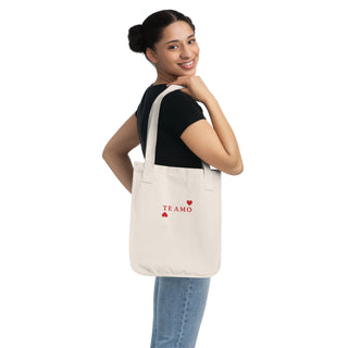 "TE AMO" Organic Canvas Tote Bag - Axolotl Love Design