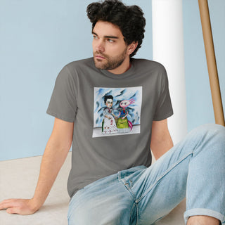 OurAXO X Artist hand drawn by our in-house artist inspired by Frida Kahlo with Axolotl - 100% organic t-shirt.