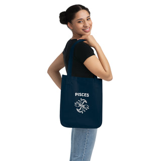 "PISCES SIGN" TOTE BAG FROM ZODIAC COLLECTION - 100% CERTIFIED ORGANIC COTTON CANVAS