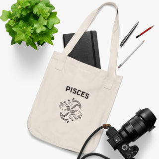 "PISCES SIGN" TOTE BAG FROM ZODIAC COLLECTION - 100% CERTIFIED ORGANIC COTTON CANVAS