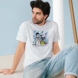 OurAXO X Artist hand drawn by our in-house artist inspired by Frida Kahlo with Axolotl - 100% organic t-shirt.