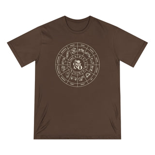 Zodiac Wheel T-Shirt With Capricon Sign on Back - 100% Organic Cotton