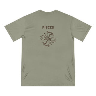100% ORGANIC COTTON T-SHIRT, ZODIAC ASTROLOGY COLLECTION - ZODIAC WHEEL & PISCES SIGN