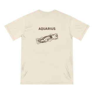 Zodiac Wheel T-Shirt With Aquarius Sign on Back - 100% Organic Cotton
