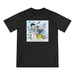 OurAXO X Artist hand drawn by our in-house artist inspired by Frida Kahlo with Axolotl - 100% organic t-shirt.