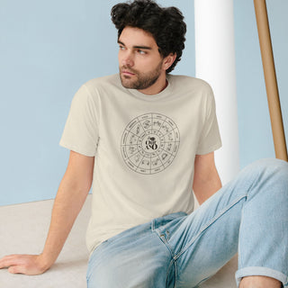100% ORGANIC COTTON T-SHIRT, ZODIAC ASTROLOGY COLLECTION - ZODIAC WHEEL & PISCES SIGN