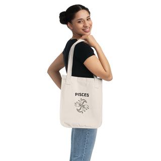 "PISCES SIGN" TOTE BAG FROM ZODIAC COLLECTION - 100% CERTIFIED ORGANIC COTTON CANVAS