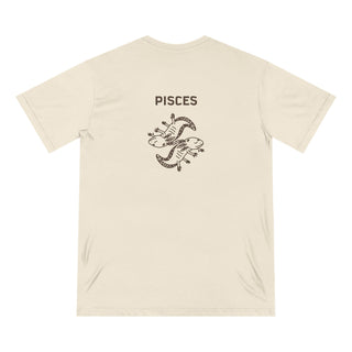 100% ORGANIC COTTON T-SHIRT, ZODIAC ASTROLOGY COLLECTION - ZODIAC WHEEL & PISCES SIGN