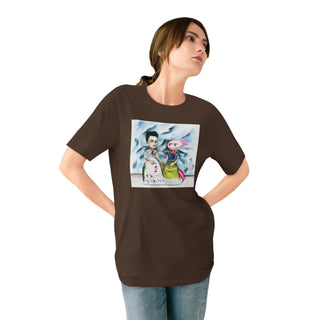 OurAXO X Artist hand drawn by our in-house artist inspired by Frida Kahlo with Axolotl - 100% organic t-shirt.