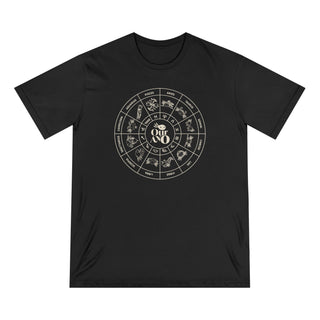 100% ORGANIC COTTON T-SHIRT, ZODIAC ASTROLOGY COLLECTION - ZODIAC WHEEL & PISCES SIGN