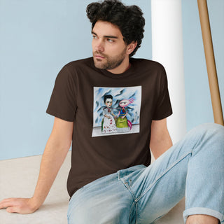OurAXO X Artist hand drawn by our in-house artist inspired by Frida Kahlo with Axolotl - 100% organic t-shirt.
