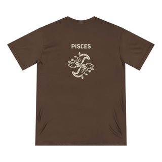 100% ORGANIC COTTON T-SHIRT, ZODIAC ASTROLOGY COLLECTION - ZODIAC WHEEL & PISCES SIGN