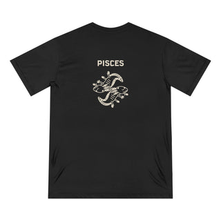 100% ORGANIC COTTON T-SHIRT, ZODIAC ASTROLOGY COLLECTION - ZODIAC WHEEL & PISCES SIGN