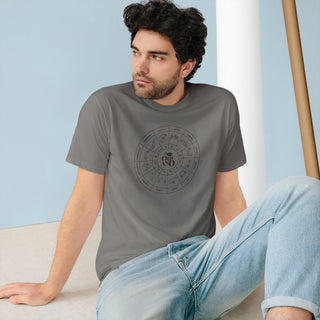 Zodiac Wheel T-Shirt With Aquarius Sign on Back - 100% Organic Cotton