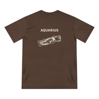 Zodiac Wheel T-Shirt With Aquarius Sign on Back - 100% Organic Cotton