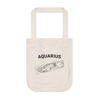 "ACQUARIUS SIGN" TOTE BAG FROM ZODIAC COLLECTION - 100% CERTIFIED ORGANIC COTTON CANVAS - ouraxo