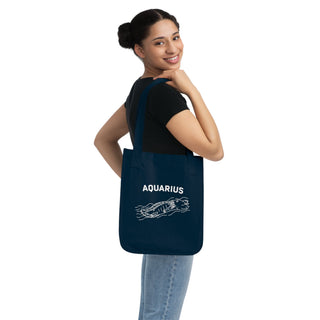 "ACQUARIUS SIGN" TOTE BAG FROM ZODIAC COLLECTION - 100% CERTIFIED ORGANIC COTTON CANVAS - ouraxo