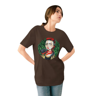 AXO X Artist hand drawn by our in - house artist inspired by Frida Kahlo - 100% organic t-shirt. - ouraxo