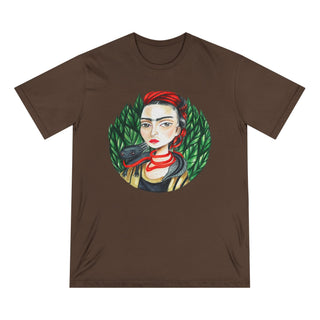 AXO X Artist hand drawn by our in - house artist inspired by Frida Kahlo - 100% organic t-shirt. - ouraxo