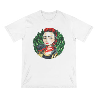 AXO X Artist hand drawn by our in - house artist inspired by Frida Kahlo - 100% organic t-shirt. - ouraxo