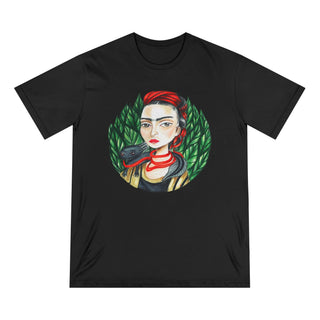 AXO X Artist hand drawn by our in - house artist inspired by Frida Kahlo - 100% organic t-shirt. - ouraxo