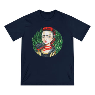 AXO X Artist hand drawn by our in - house artist inspired by Frida Kahlo - 100% organic t-shirt. - ouraxo