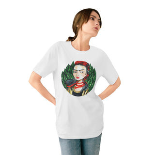 AXO X Artist hand drawn by our in - house artist inspired by Frida Kahlo - 100% organic t-shirt. - ouraxo