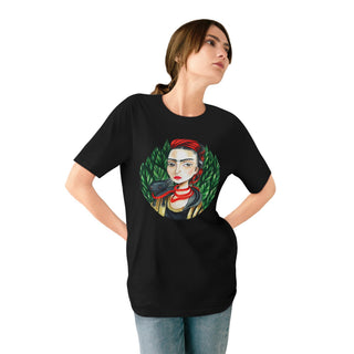 AXO X Artist hand drawn by our in - house artist inspired by Frida Kahlo - 100% organic t-shirt. - ouraxo