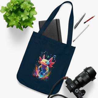 'AXOLOTL HAPPY TIMES" TOTE BAG - 100% CERTIFIED ORGANIC COTTON - ouraxo