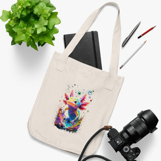 'AXOLOTL HAPPY TIMES" TOTE BAG - 100% CERTIFIED ORGANIC COTTON - ouraxo