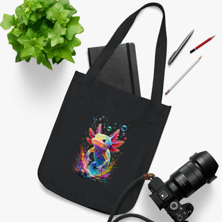 'AXOLOTL HAPPY TIMES" TOTE BAG - 100% CERTIFIED ORGANIC COTTON - ouraxo