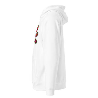 ourAXO axolotl hoodie fleece in white, side angle