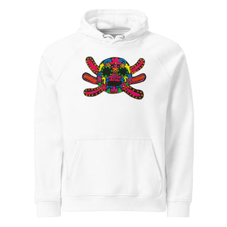 ourAXO axolotl hoodie fleece in white, front view