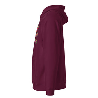 ourAXO axolotl hoodie fleece in burgundy, side angle