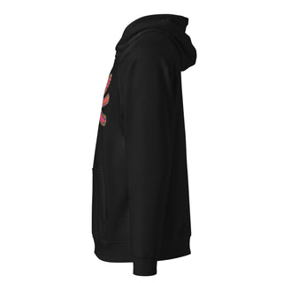 ourAXO axolotl hoodie fleece in black, side angle