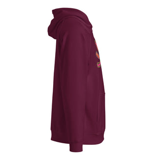 ourAXO axolotl hoodie fleece in burgundy, different side angle