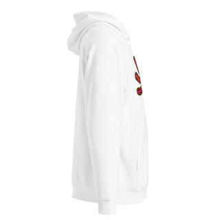 ourAXO axolotl hoodie fleece in white, different side angle