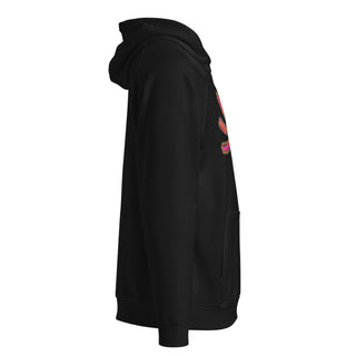 ourAXO axolotl hoodie fleece in black, different side angle