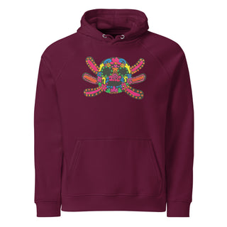 ourAXO axolotl hoodie fleece in burgundy, front view