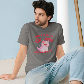 AXOLOTL "JUST A GIRL WHO LOVES AXOLOTLS" T - SHIRT 100% ORGANIC COTTON - ouraxo