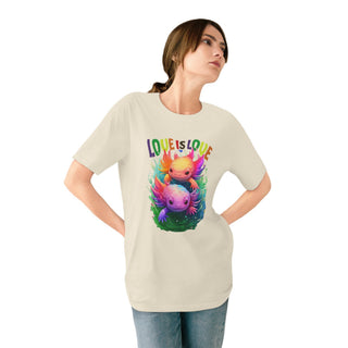 AXOLOTL 'LOVE IS LOVE" T - SHIRT 100% ORGANIC COTTON - ouraxo