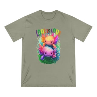 AXOLOTL 'LOVE IS LOVE" T - SHIRT 100% ORGANIC COTTON - ouraxo