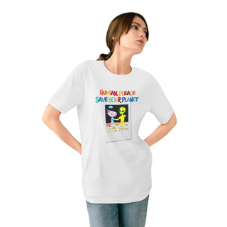 AXOLOTL T SHIRT ORGANIC COTTON “HUMANS PLEASE THE THR PLANET” - ouraxo