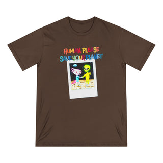 AXOLOTL T SHIRT ORGANIC COTTON “HUMANS PLEASE THE THR PLANET” - ouraxo