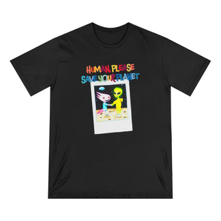 AXOLOTL T SHIRT ORGANIC COTTON “HUMANS PLEASE THE THR PLANET” - ouraxo