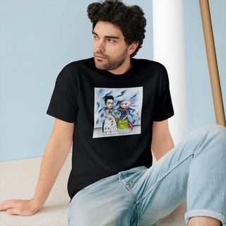 AXOLOTL X FRIDA HAND DRAWN INSPIREDBY FRIDA KAHLO WITH AXOLOTLS - 100% ORGANIC T SHIRT - ouraxo